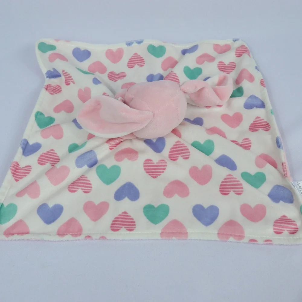 2016 Carters Pink Bunny Rabbit Hearts Plush Baby Security Blanket Lovey 14